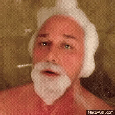 Man With Beard And Towel Taking Shower GIF