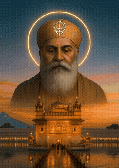 Man With Beard And Turban In Front Of Golden Building GIF