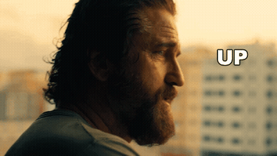 Man With Beard And Upward Text GIF