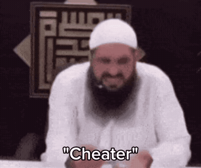 Man With Beard And White Hat Saying Cheater GIF