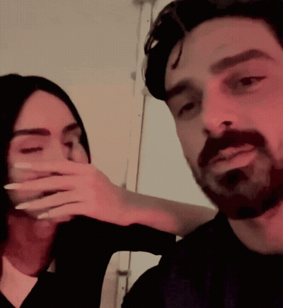 Man With Beard And Woman Covering Face GIF