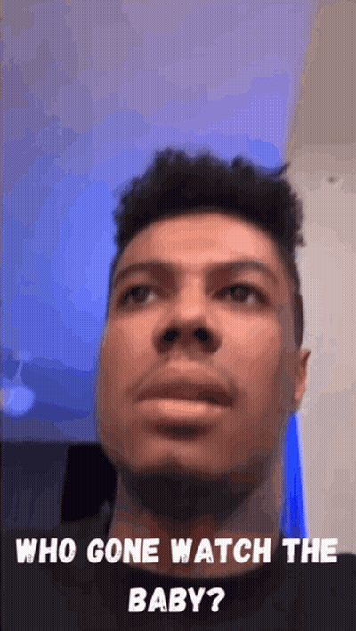 Man With Beard Asking Who Gone Watch The Baby GIF