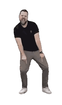 Man With Beard Dancing In Black T-Shirt Sticker
