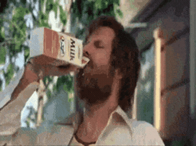 Man With Beard Drinking Milk Carton GIF