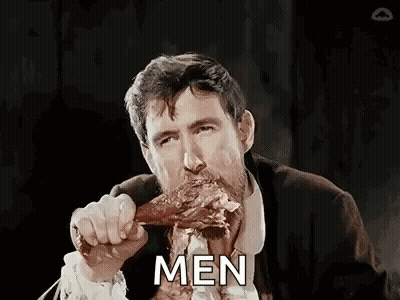 Man With Beard Eating Meat GIF