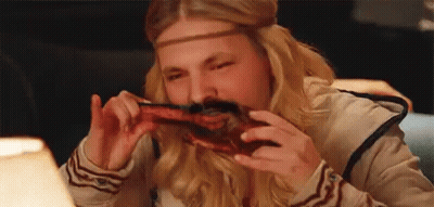 Man With Beard Eating Meat GIF