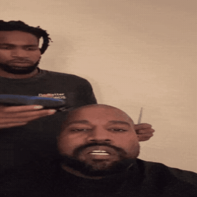 Man With Beard Getting Head Shaved GIF