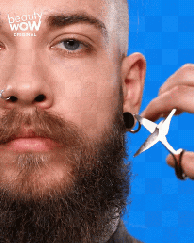 Man With Beard Getting Trimmed GIF
