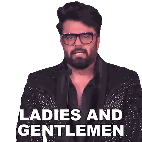 Man With Beard Glasses And Black Jacket Says Ladies And Gentlemen Sticker