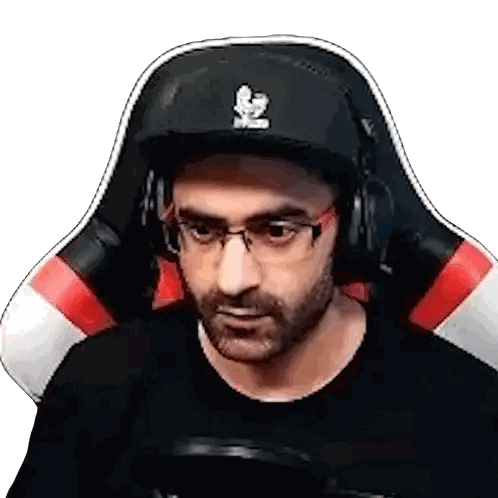 Man With Beard Glasses Gaming Chair Headphones Sticker