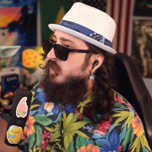 Man With Beard Hat And Sunglasses With Spongebob Sticker GIF