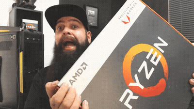 Man With Beard Holding Box Of Ryzen Processors GIF