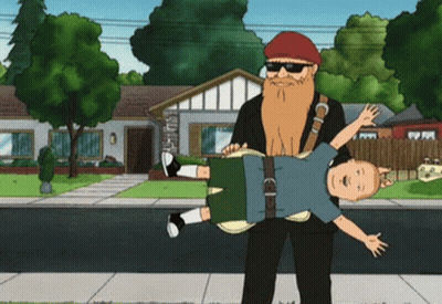 Man With Beard Holding Child Upside Down GIF