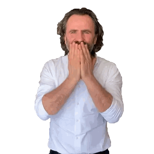 Man With Beard Holding Hands Up Sticker