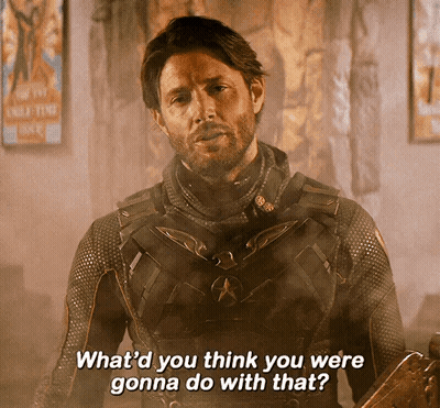 Man With Beard Holding Shield Saying What GIF