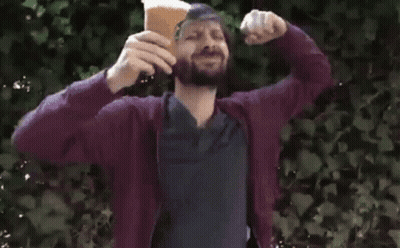 Man With Beard Holding Starbucks Cup GIF