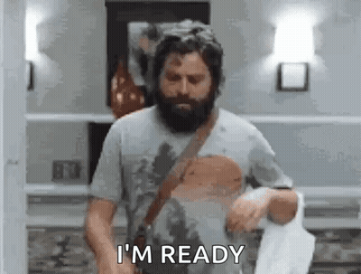 Man With Beard Holding Towel I'm Ready GIF