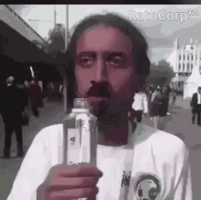 Man With Beard Holding Water Bottle GIF