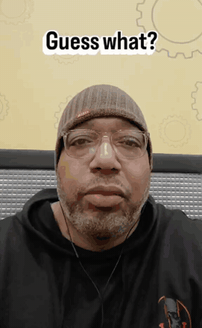 Man With Beard In Beanie And Headphones Says Guess What GIF
