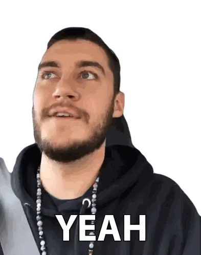 Man With Beard In Black Hoodie Saying Yeah Sticker