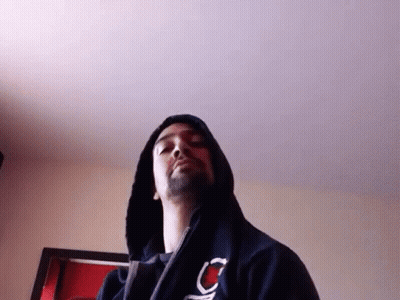 Man With Beard In Black Hoodie With Letter C GIF