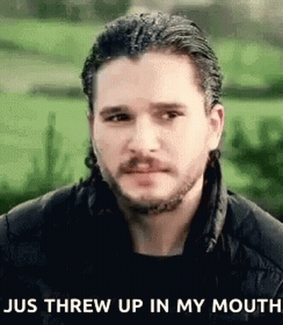Man With Beard In Black Jacket Saying Jus Threw Up In My Mouth GIF