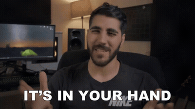 Man With Beard In Black Nike Shirt Saying It's In Your Hand GIF