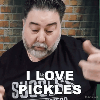 Man With Beard In Black Shirt Saying I Love Pickles GIF