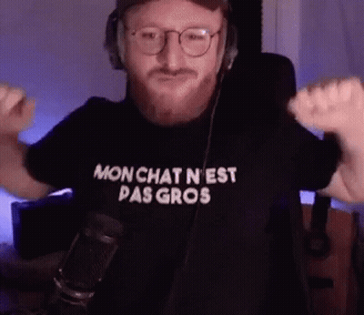 Man With Beard In Black Shirt Saying Mon Chat N'est Pas Gros GIF