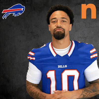 Man With Beard In Blue Bills Jersey GIF