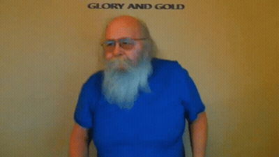 Man With Beard In Blue Glory Gold Shirt GIF