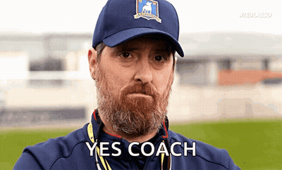 Man With Beard In Blue Hat Saying Yes Coach GIF