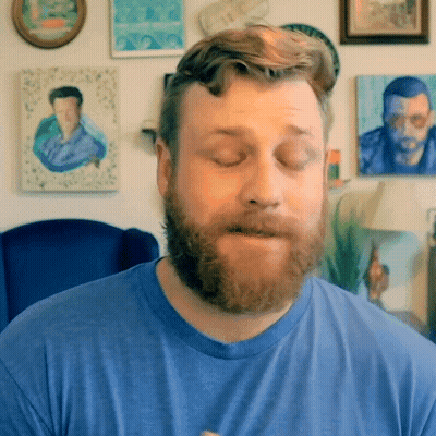 Man With Beard In Blue Shirt GIF