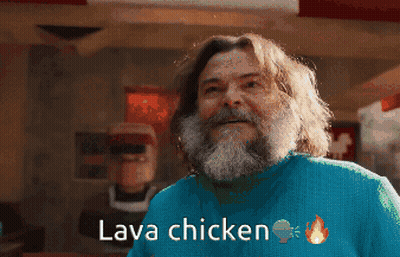 Man With Beard In Blue Shirt Lava Chicken GIF