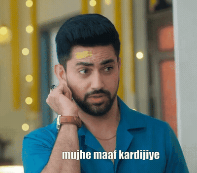 Man With Beard In Blue Shirt Mujhe Maaf Kardijiye GIF