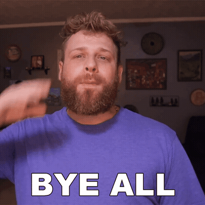 Man With Beard In Blue Shirt Saying Bye All GIF
