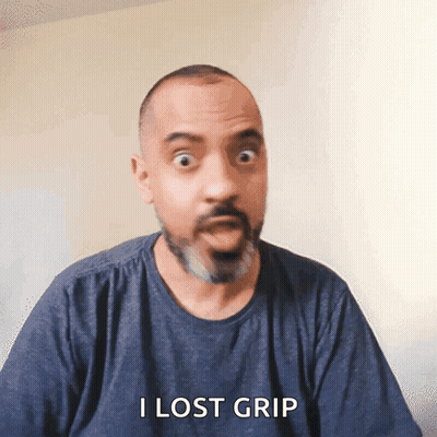 Man With Beard In Blue Shirt Saying I Lost Grip GIF