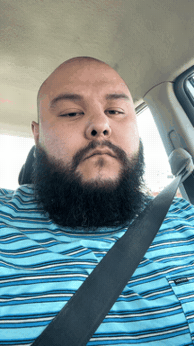 Man With Beard In Blue Striped Shirt GIF