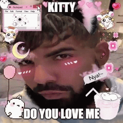 Man With Beard In Cat Ear Headband Says Kitty Do You Love Me GIF