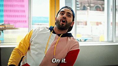 Man With Beard In Colorful Hoodie And Hat GIF