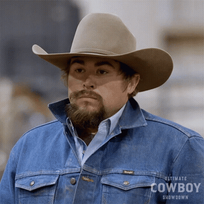 Man With Beard In Cowboy Hat And Wrangler Denim Jacket GIF