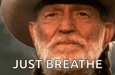 Man With Beard In Cowboy Hat Saying Just Breathe GIF