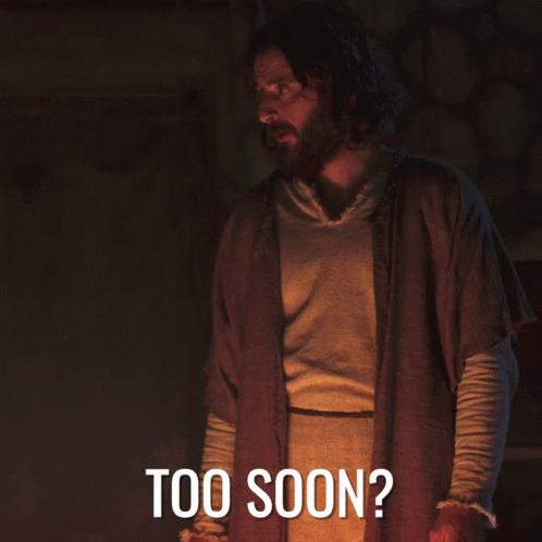 Man With Beard In Dark Room With Too Soon GIF