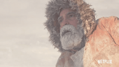 Man With Beard In Fur Coat With Netflix GIF