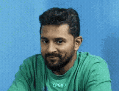 Man With Beard In Green Shirt GIF