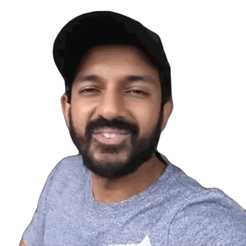 Man With Beard In Grey Shirt And Black Hat Sticker
