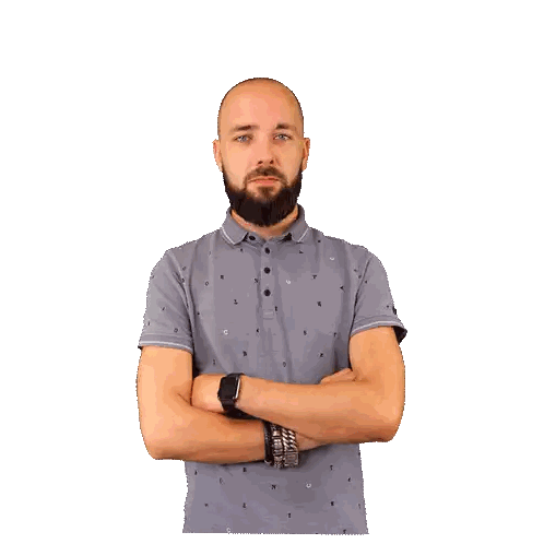 Man With Beard In Grey Shirt Sticker
