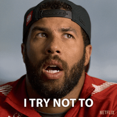 Man With Beard In Hat And Red Jacket Says I Try Not To Netflix GIF