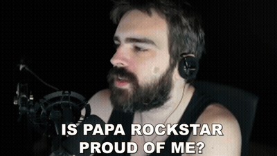 Man With Beard In Headphones Saying Papa Rockstar Proud Of Me GIF