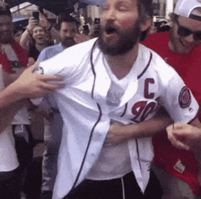 Man With Beard In Jersey With Letter C GIF